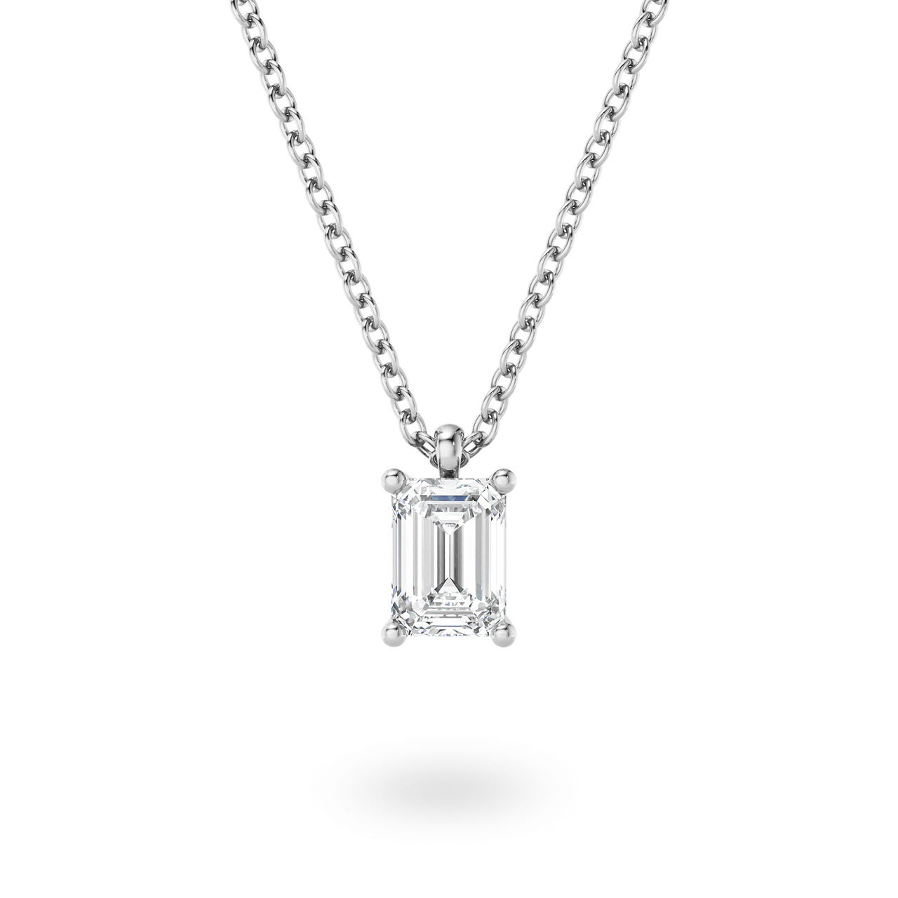 Birks Blue Emerald-Cut Diamond Pendant in White Gold with Sapphire Accent image number 0